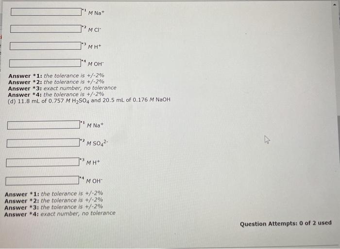 Solved Determine the molar concentration of each ion present | Chegg.com