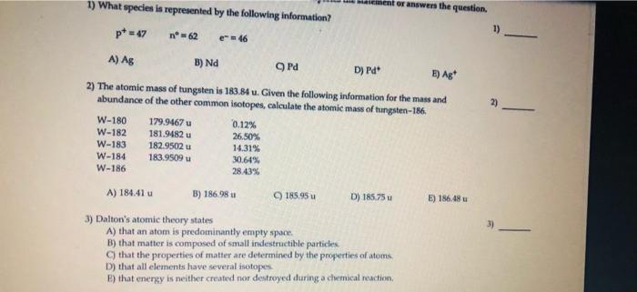 Solved For Answer The Question 1) What Species Is | Chegg.com