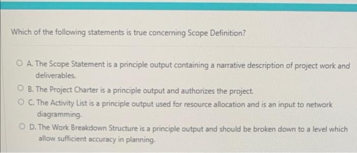Solved Which of the following statements is true concerning | Chegg.com