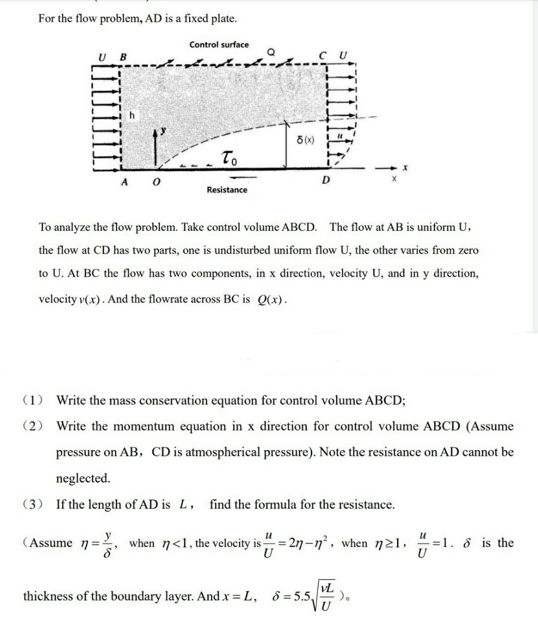 Solved For the flow problem, AD is a fixed plate. To analyze | Chegg.com