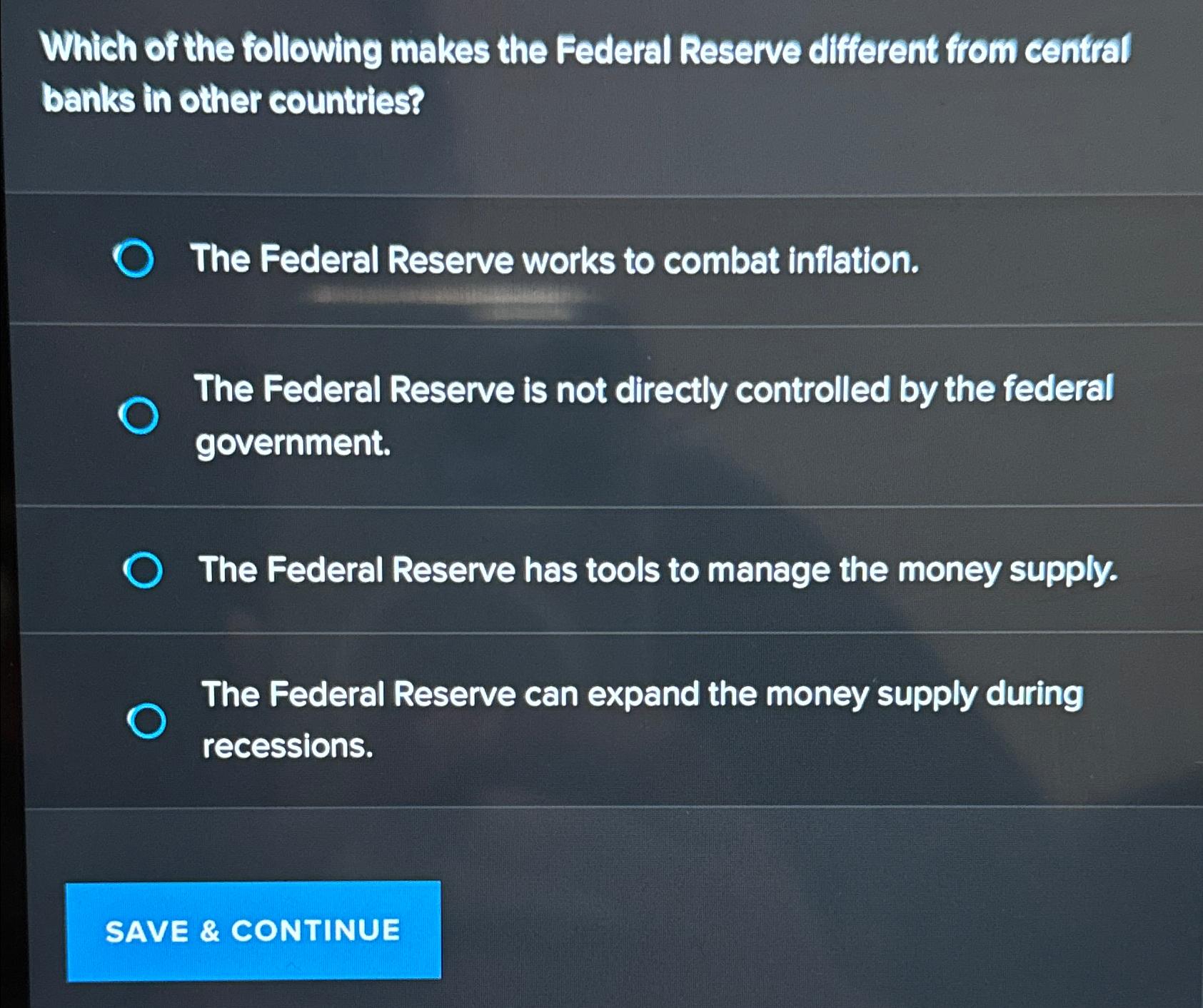 Solved Which Of The Following Makes The Federal Reserve | Chegg.com