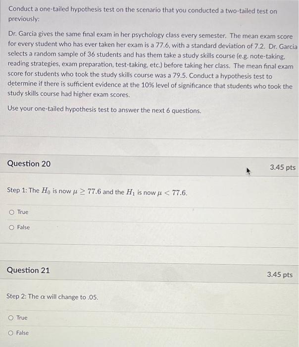 example of 1 tailed hypothesis test