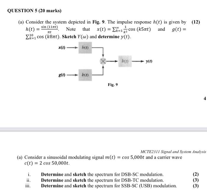 Solved QUESTION 5 (20 Marks) (a) Consider The System | Chegg.com