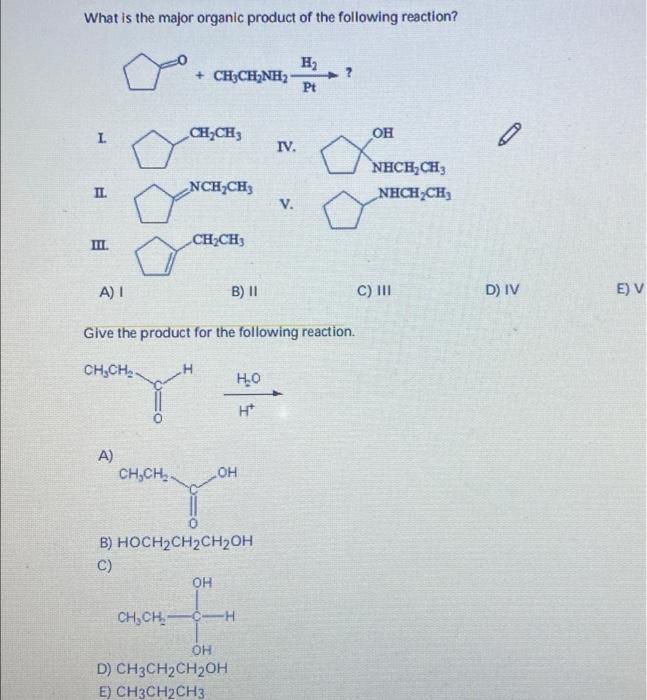 Solved What is the major organic product of the following | Chegg.com