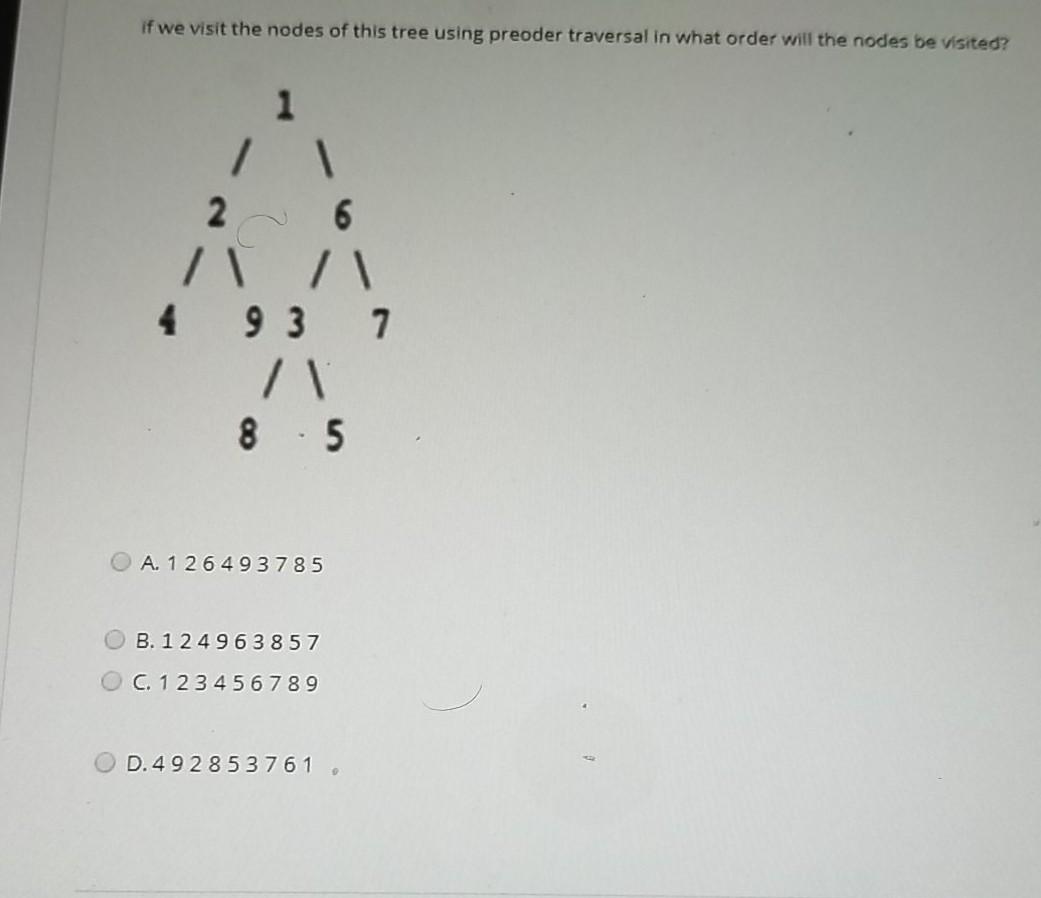Solved if we visit the nodes of this tree using preoder | Chegg.com