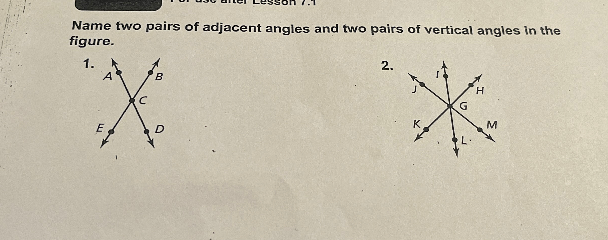 3 pairs of adjacent angles