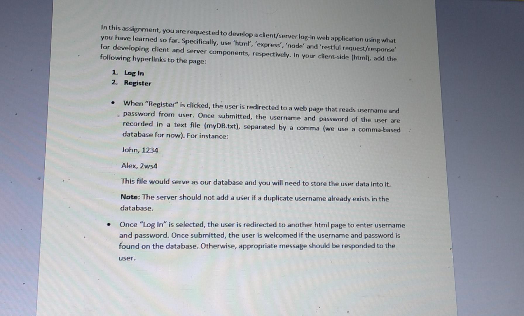 Solved In this assignment, you are requested to develop a | Chegg.com