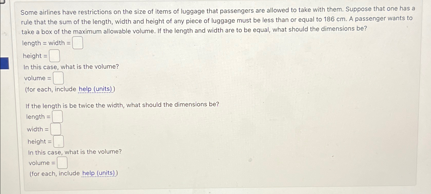 Solved Some airlines have restrictions on the size of items | Chegg.com