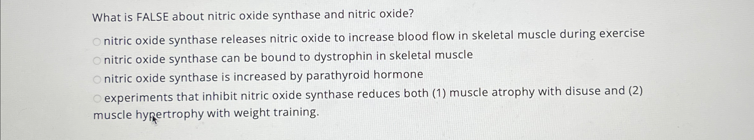 Solved What is FALSE about nitric oxide synthase and nitric | Chegg.com
