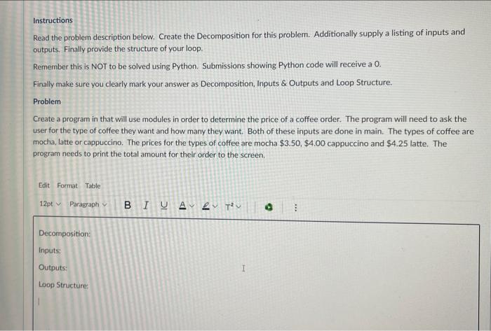 Solved Instructions Read the problem description below. | Chegg.com