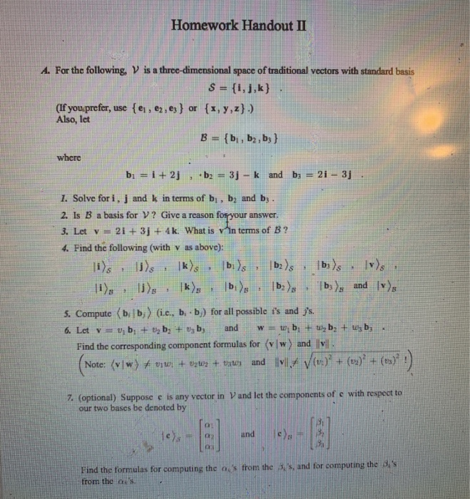 Solved Homework Handout Ii A For The Following V Is A T Chegg Com