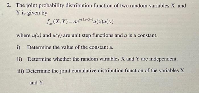 The joint probability distribution function of two | Chegg.com