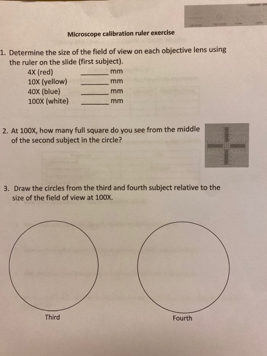 Microscope calibration ruler exercise 1. Determine