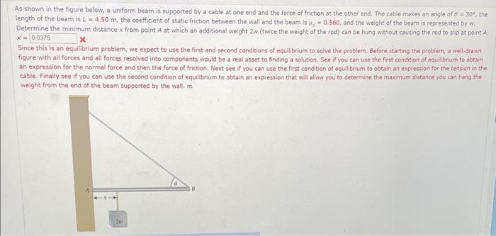 Solved As Shown In The Figure Below, A Uniform Beam Is | Chegg.com