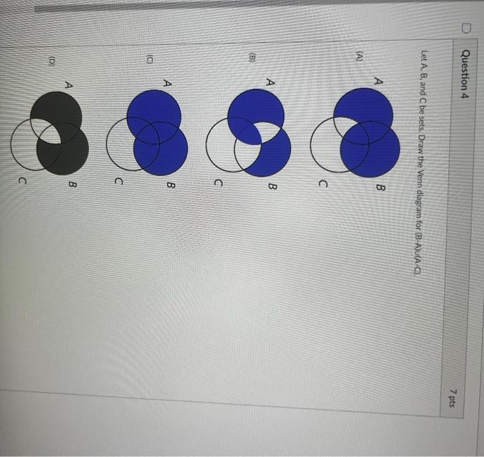 Solved Question 4 7 Pts Let A,B, And C Be Sets. Draw The | Chegg.com