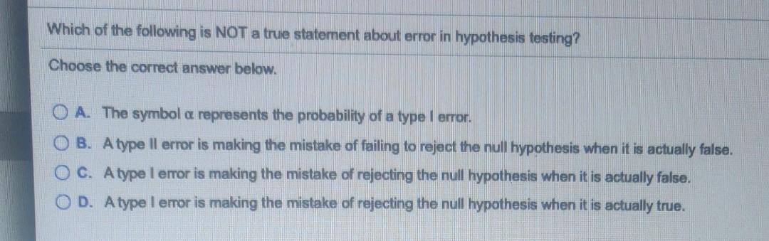 Solved Which of the following is NOT a true statement about | Chegg.com