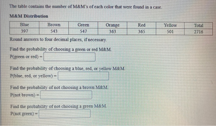 Solved 1. What is the probability that a red M & M is