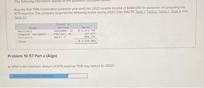 Solved Assume that TDW Corporation (calendar year-end) has | Chegg.com