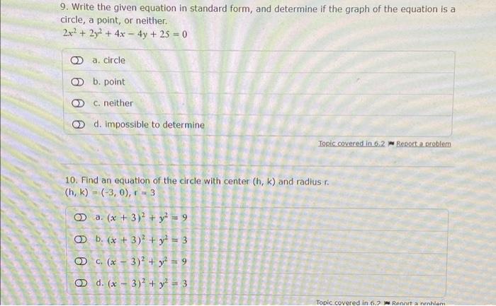 Solved 9. Write the given equation in standard form, and | Chegg.com