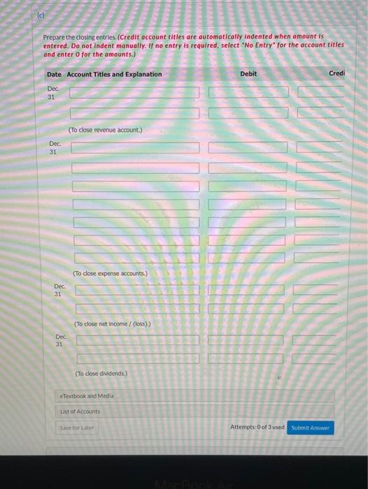 Solved Prepare the closing entries. Please post where all | Chegg.com