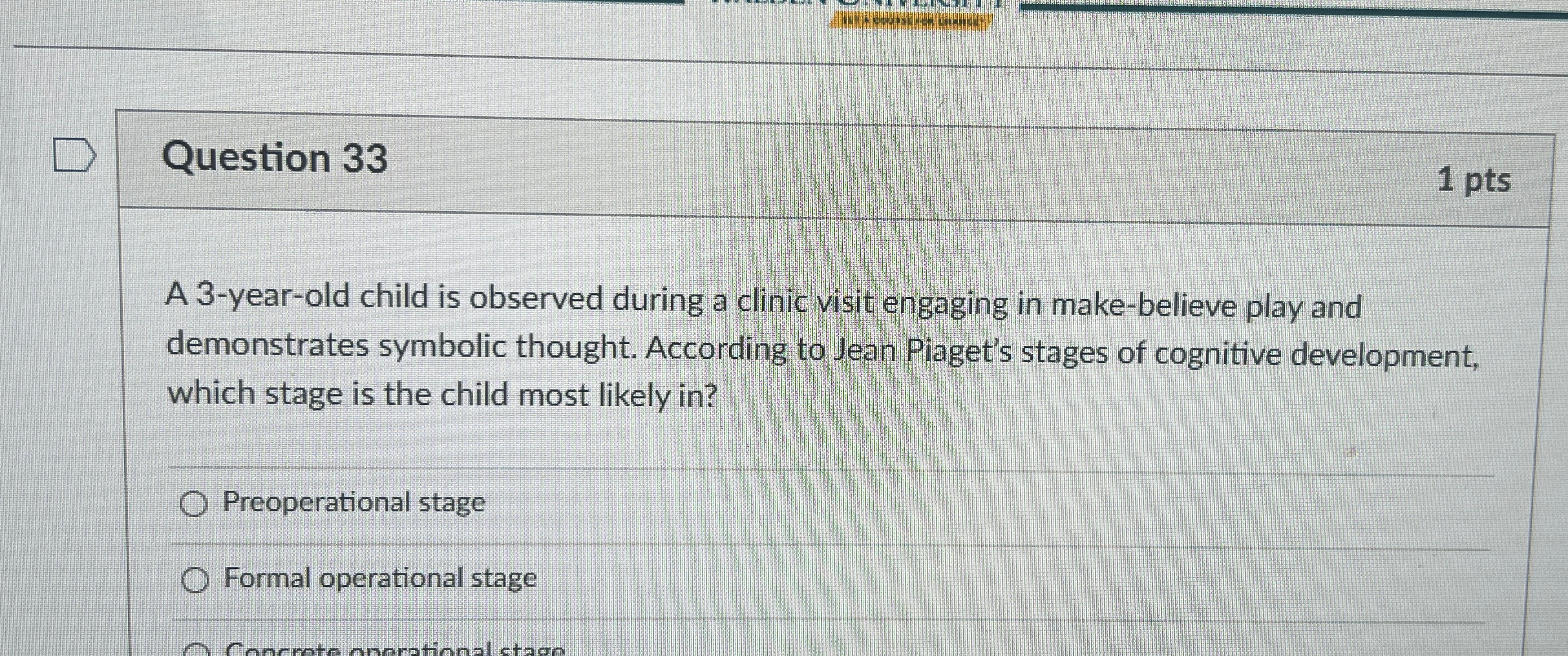 Solved Question 331ptsA 3 year old child is observed during