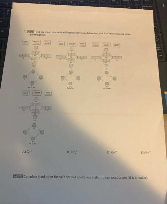 Solved 2 2. Use the molecular orbital diagram shown to | Chegg.com