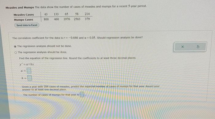 Solved 1.)a.) The correlation coefficient for the data is | Chegg.com