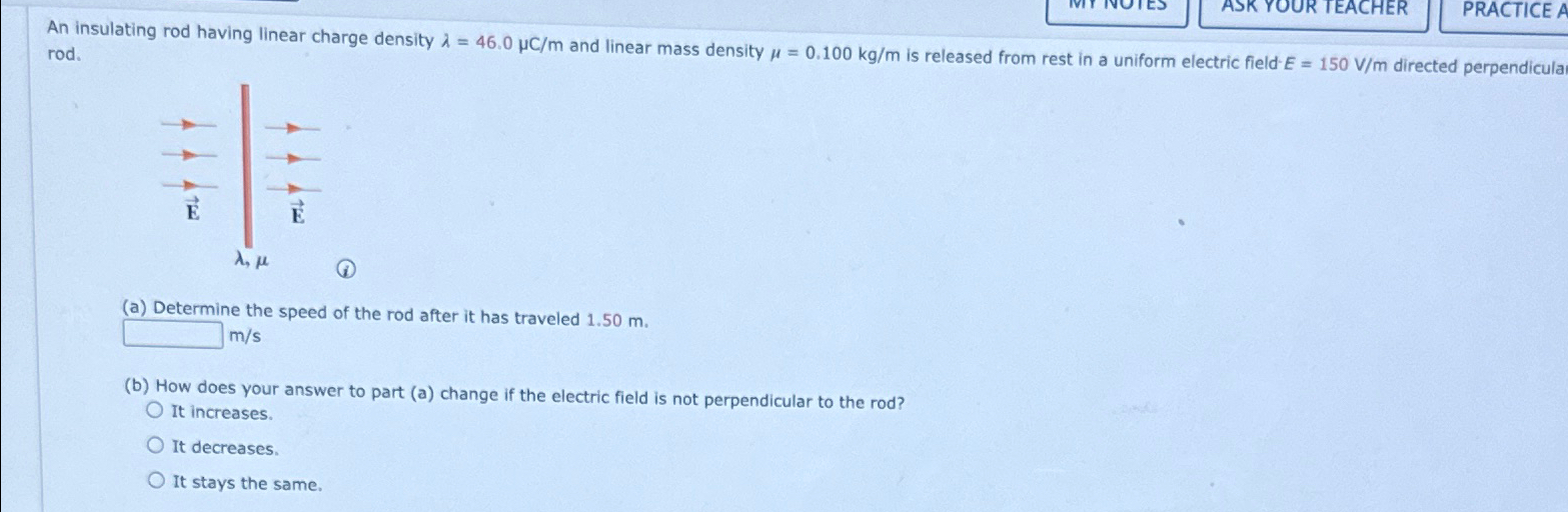 Solved An Insulating Rod Having Linear Charge Density Chegg Com