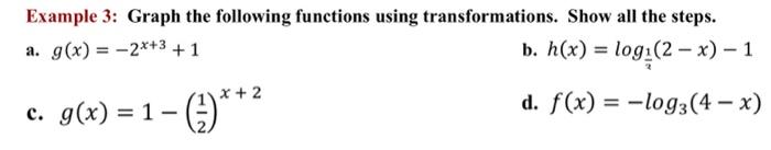Solved Example 3: Graph the following functions using | Chegg.com