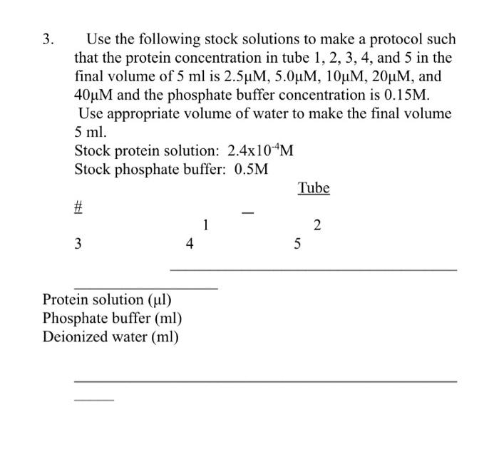 Solved 3. Use the following stock solutions to make a | Chegg.com