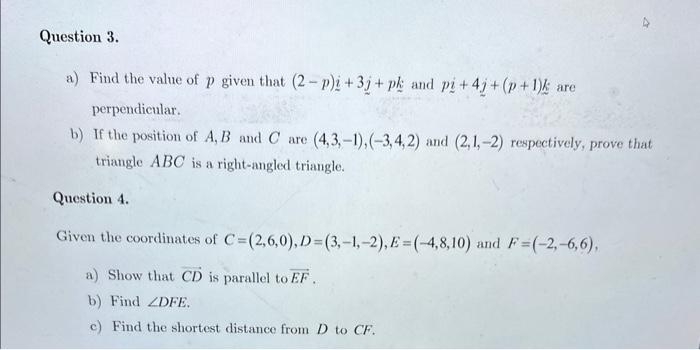 Solved Perpendicular. B) If The Position Of A,B And C Are | Chegg.com