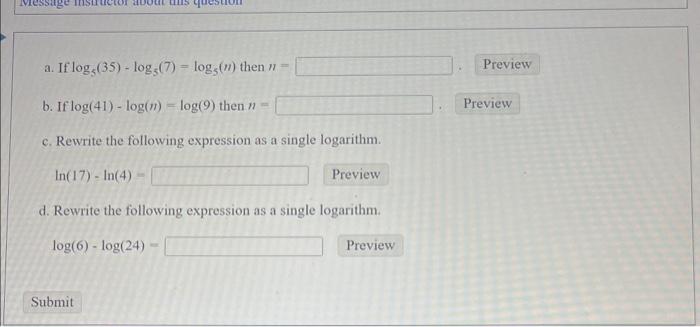 Solved A. Which Of The Following Is Equivalent To 2⋅log7(5)? | Chegg.com