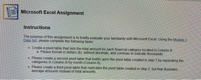 Solved Microsoft Excel Assignment Instructions The purpose | Chegg.com