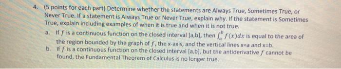 Solved 4. (5 points for each part) Determine whether the | Chegg.com