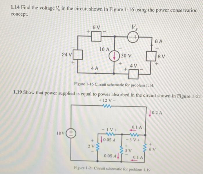 Solved 1.14 Find the voltage V, in the circuit shown in | Chegg.com