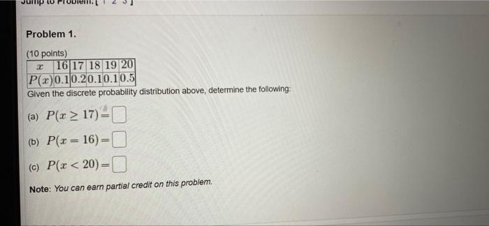 Solved пр Problem 1. (10 Points) 16 17 18 19 20 | Chegg.com