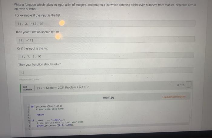 Solved Write a function which takes as input a list of | Chegg.com