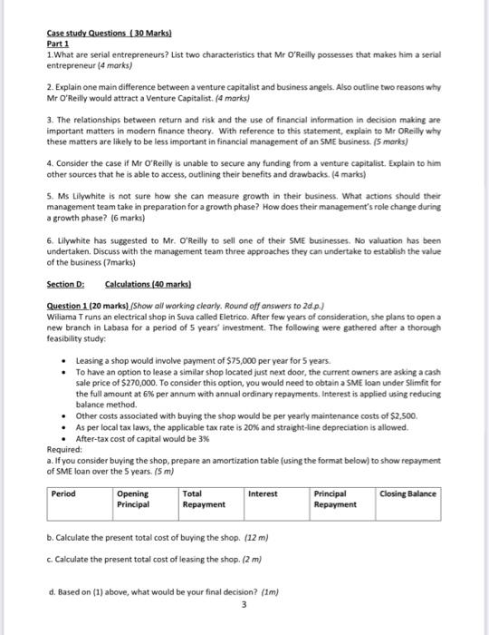 Section B: Case Study (30 marks) O'Rilley cannot | Chegg.com