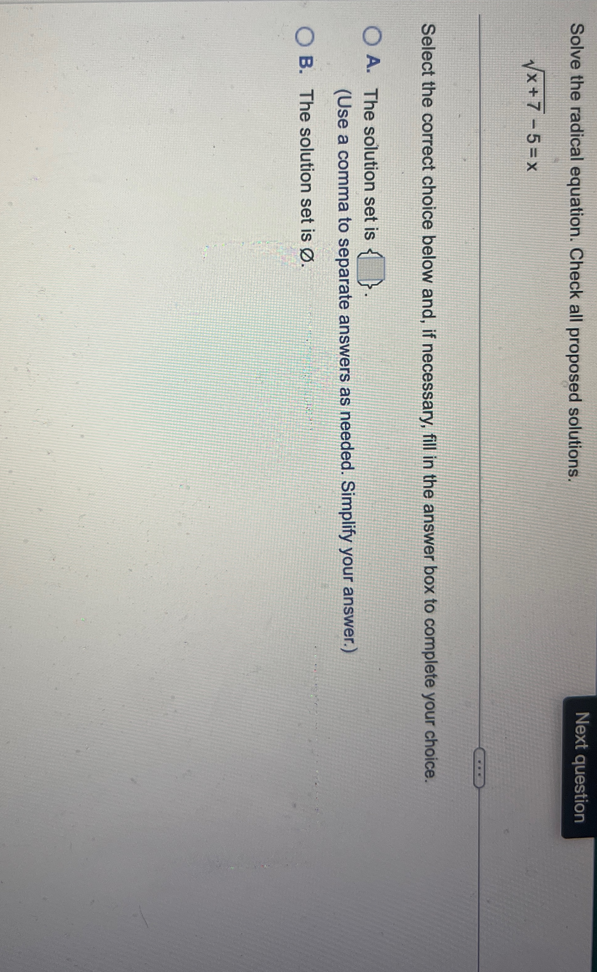 Solved Solve the radical equation. Check all proposed | Chegg.com