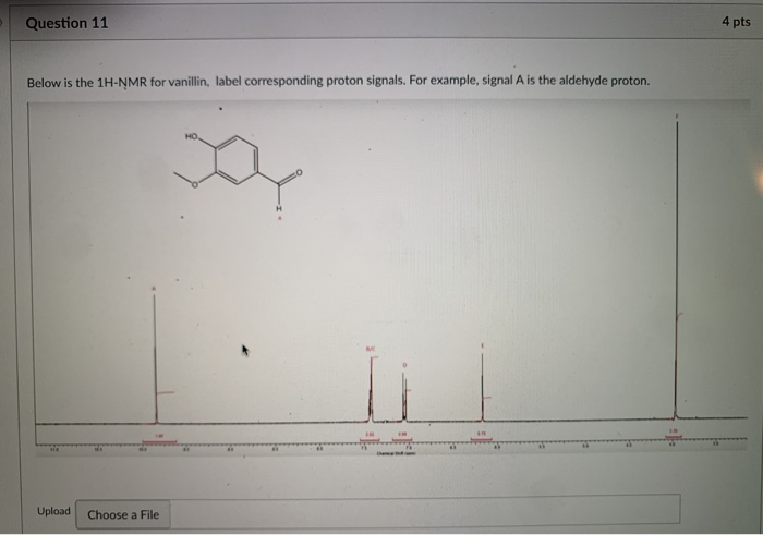 Solved Question 11 4 Pts Below Is The 1H-NMR For Vanillin, | Chegg.com