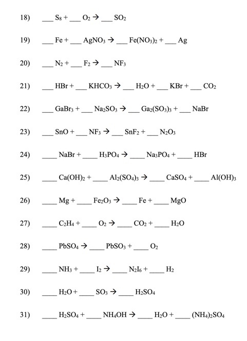 Solved S8 + 02 →_SO2 ) 19) Fe + AgNO3 → Fe(NO3)2 + Ag 20) N2 | Chegg.com