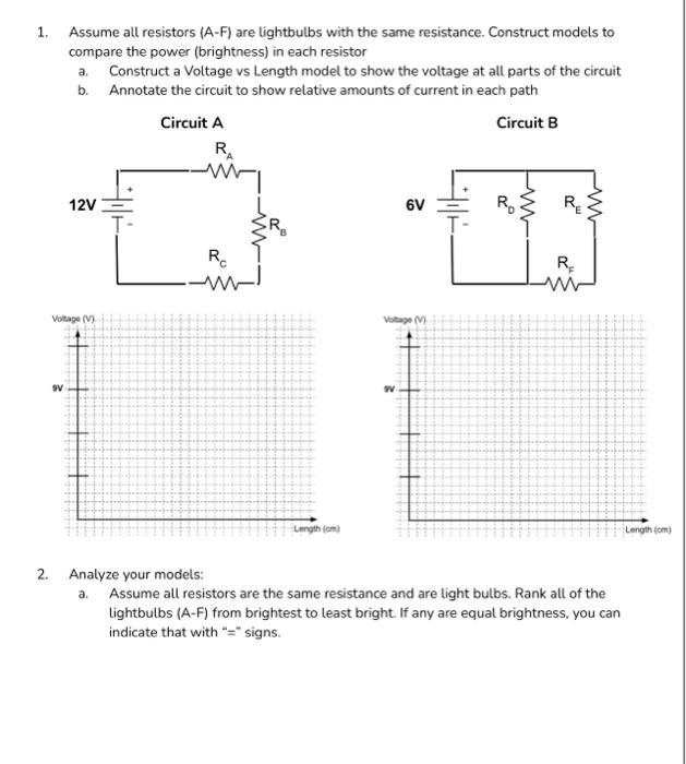 Solved 1. Assume all resistors (A-F) are lightbulbs with the | Chegg.com