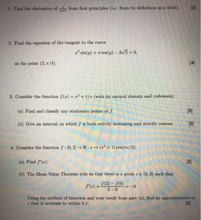 Solved 1. Find The Derivative Of 1 From First Principles | Chegg.com