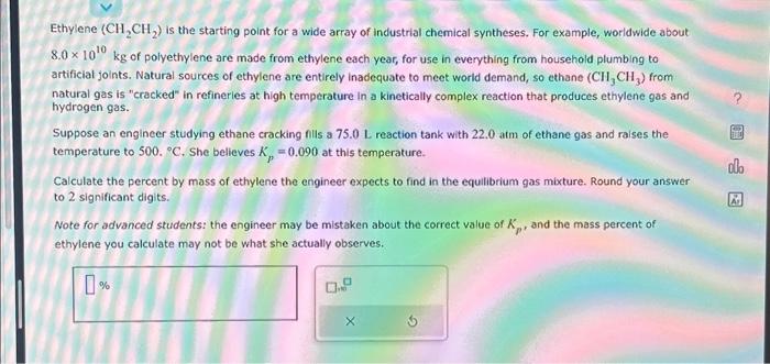 Solved Ethylene (CH2CH2) is the starting point for a wide | Chegg.com