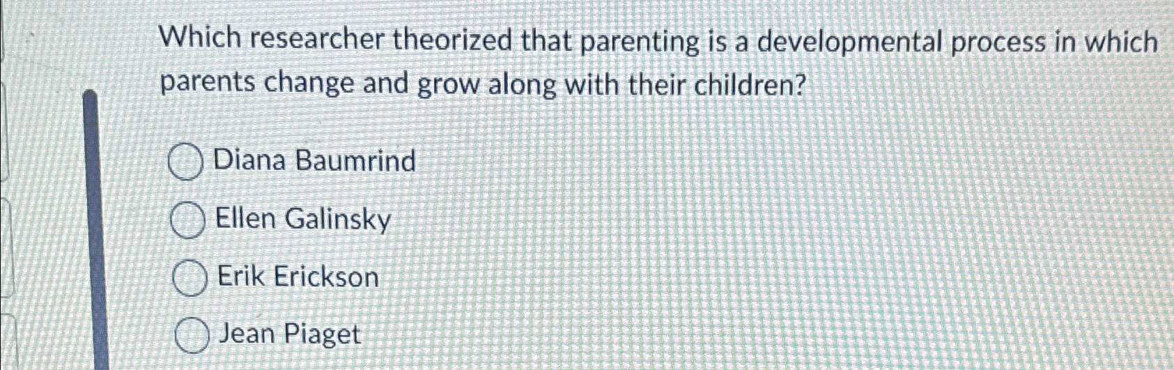 Solved Which researcher theorized that parenting is a Chegg