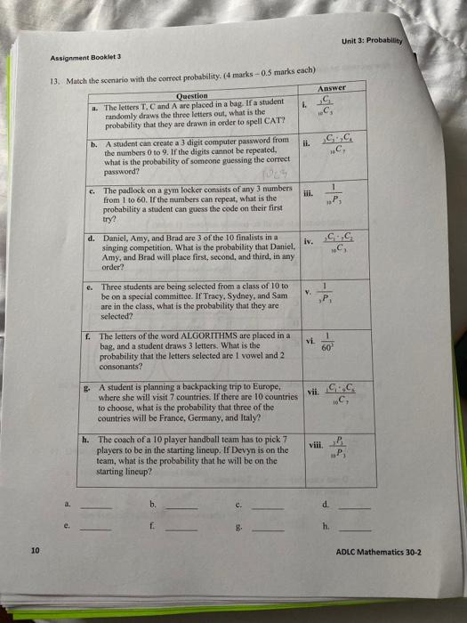 unit 3 probability unit assignment