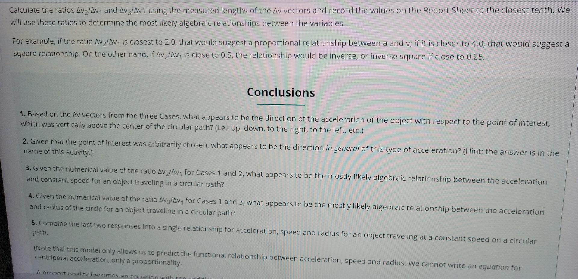 Solved I did this physics lab on centripetal acceleration | Chegg.com