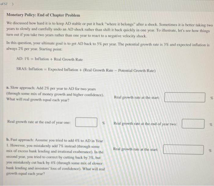Solved Monetary Policy: End Of Chapter Problem We Discussed | Chegg.com