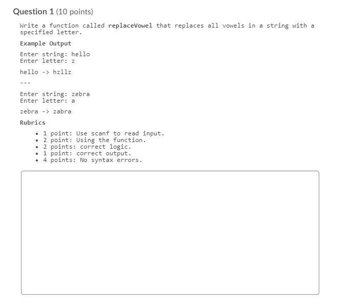 Solved Question 1 (10 points) Write a function called | Chegg.com