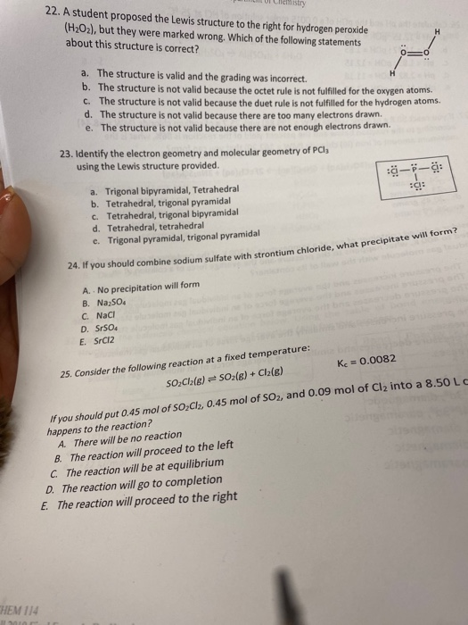 Solved Ii U Lemistry 22 A Student Proposed The Lewis Str Chegg Com